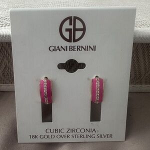 Giani Bernini Pink & Sterling Silver in Gold Cubic Zirconia Earrings